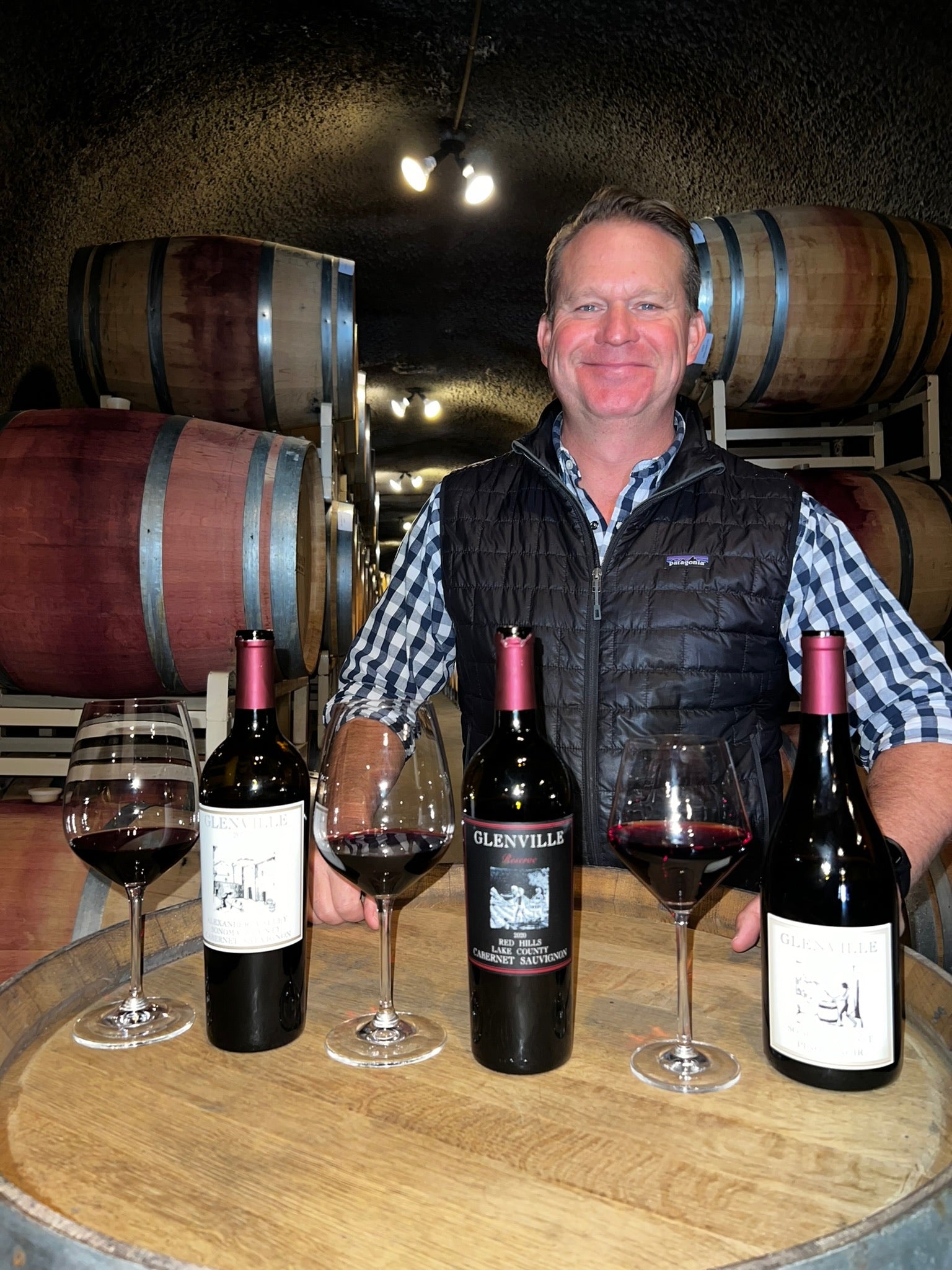 Jason Welch — Winemaker, in the barrel room with Glenville wines